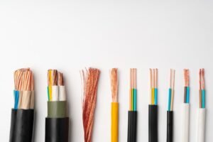 An assortment of electrical cables in a range of sizes for different applications.