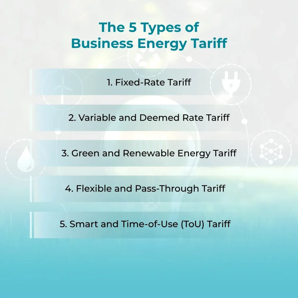 5 types Business Energy Tariffs